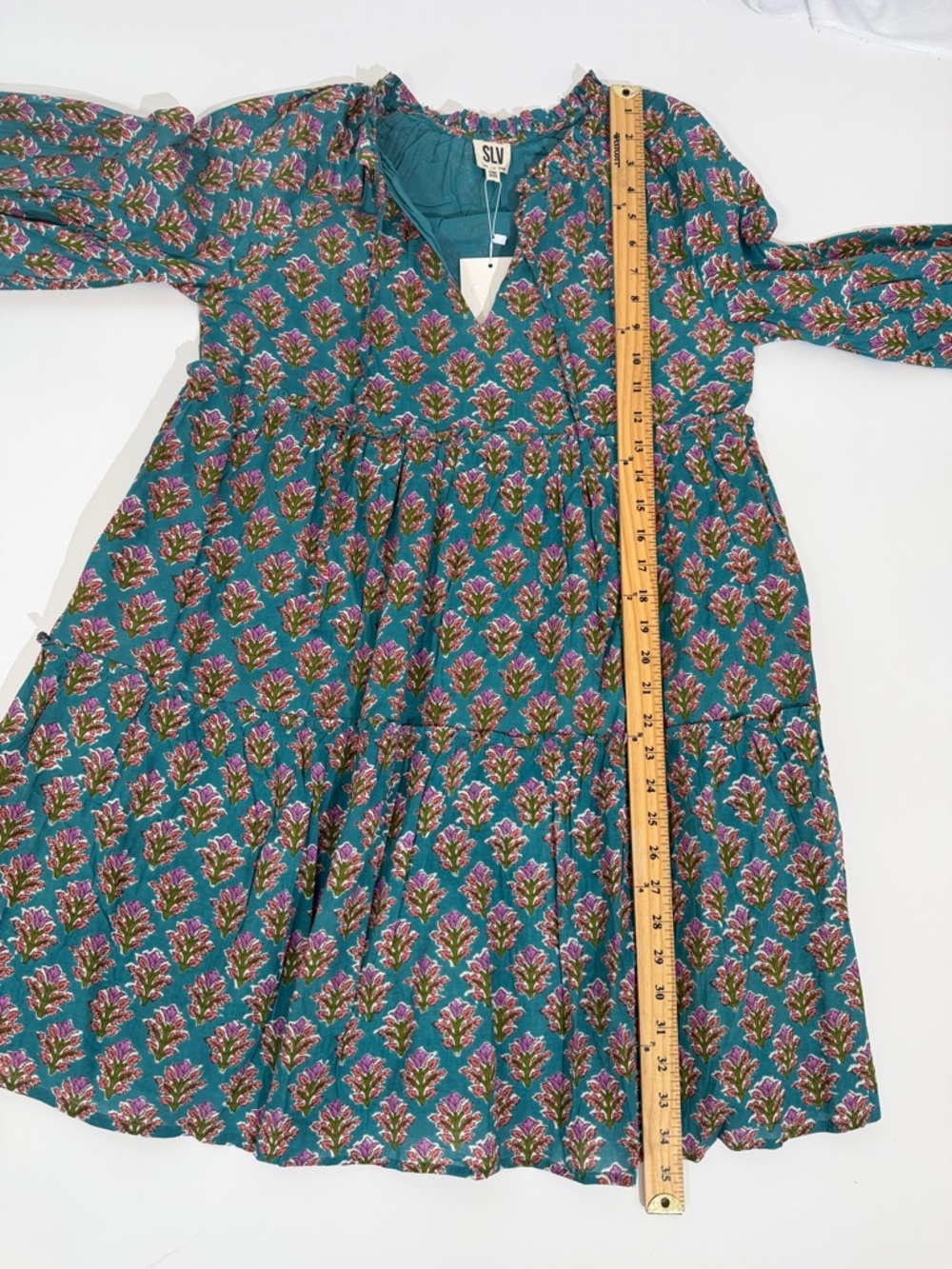 Sur La Vague Mini Dress One Size S/M FLORAL block Print NWT - Picture 7 of 9